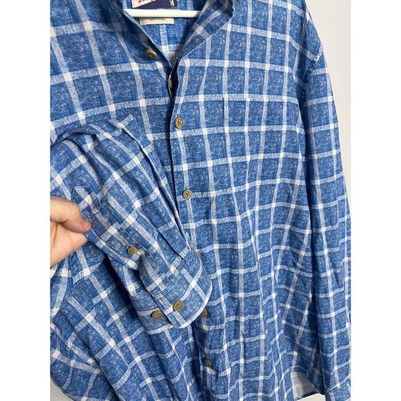 Johnnie O hangin out alto laguna blue check plaid button down shirt size L - Picture 7 of 7